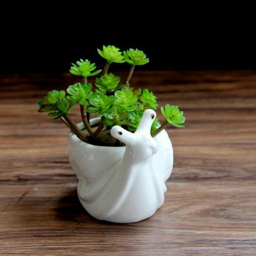 Snail White Ceramic Succulent Planter pot